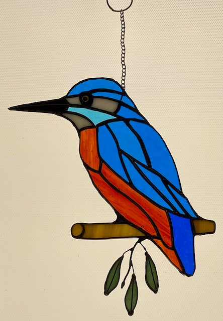Stained Glass Kingfisher & Branch