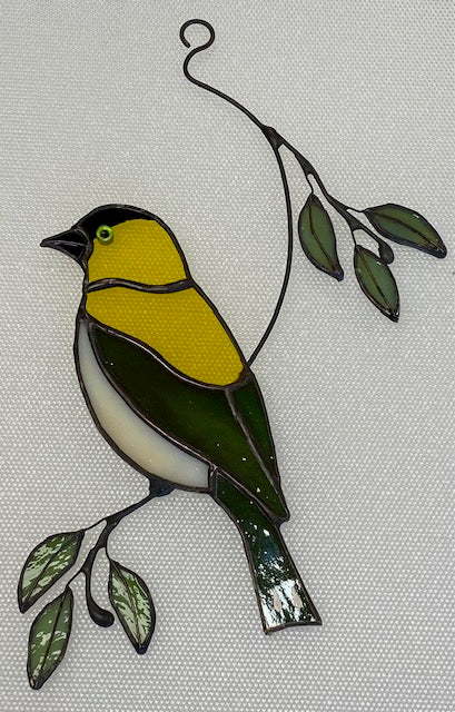 Stained Glass Yellow & Green Bird