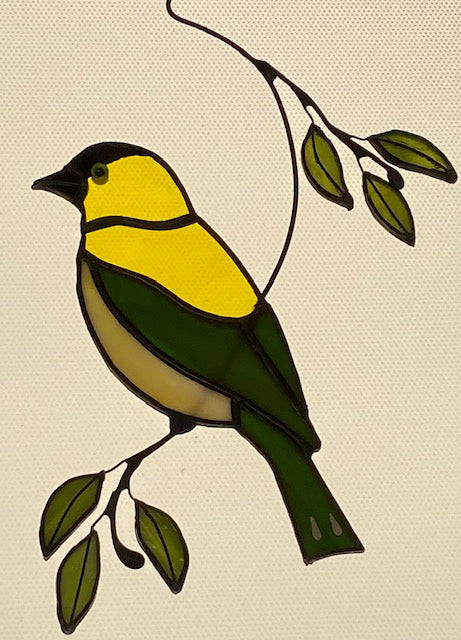 Stained Glass Yellow & Green Bird