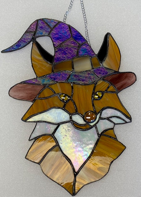 Stained Glass Fox in Hat