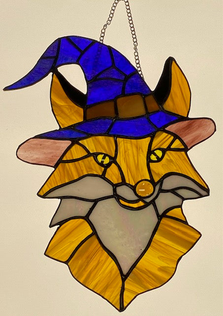 Stained Glass Fox in Hat