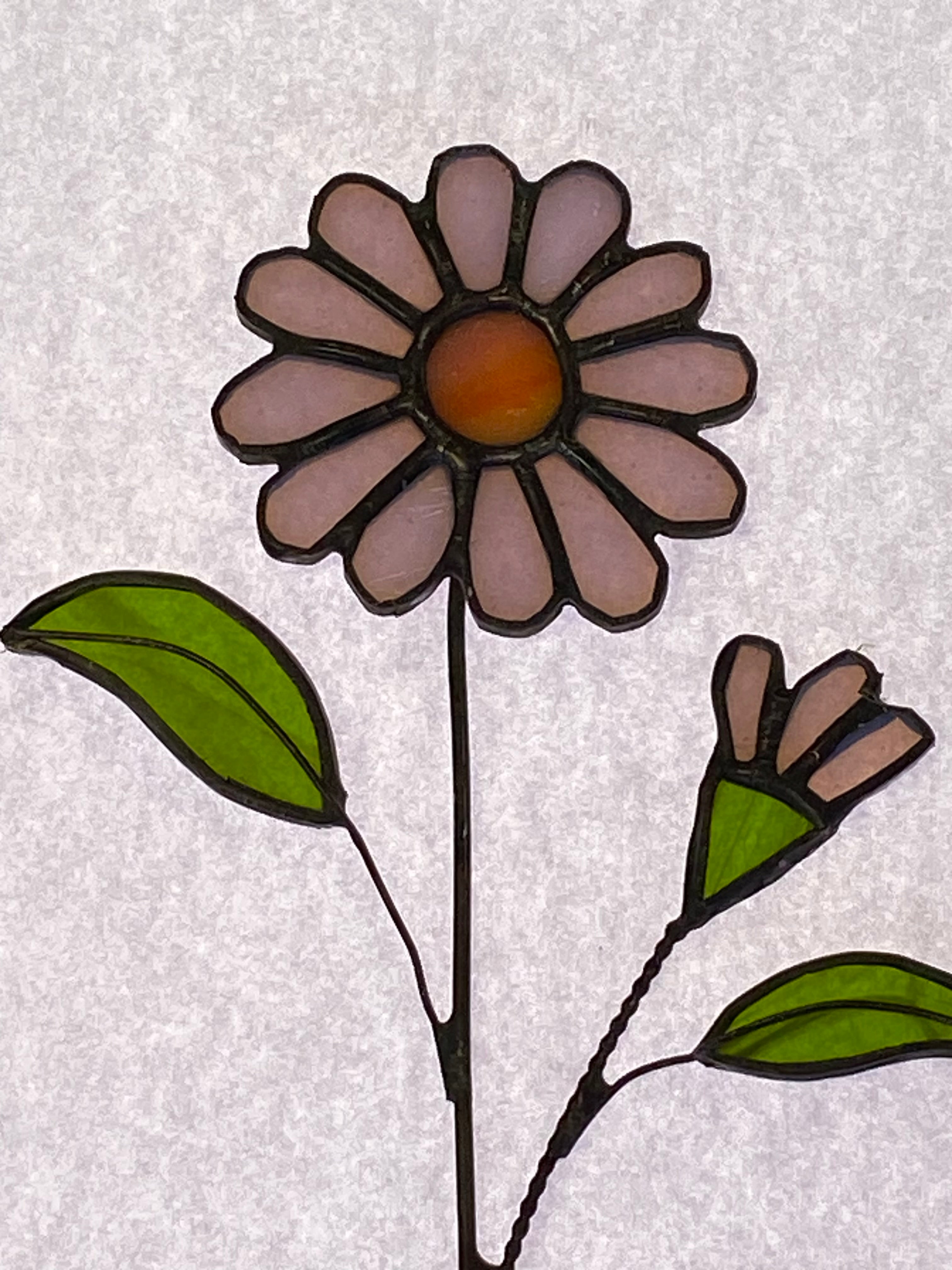 Stained Glass Purple Daisy 2