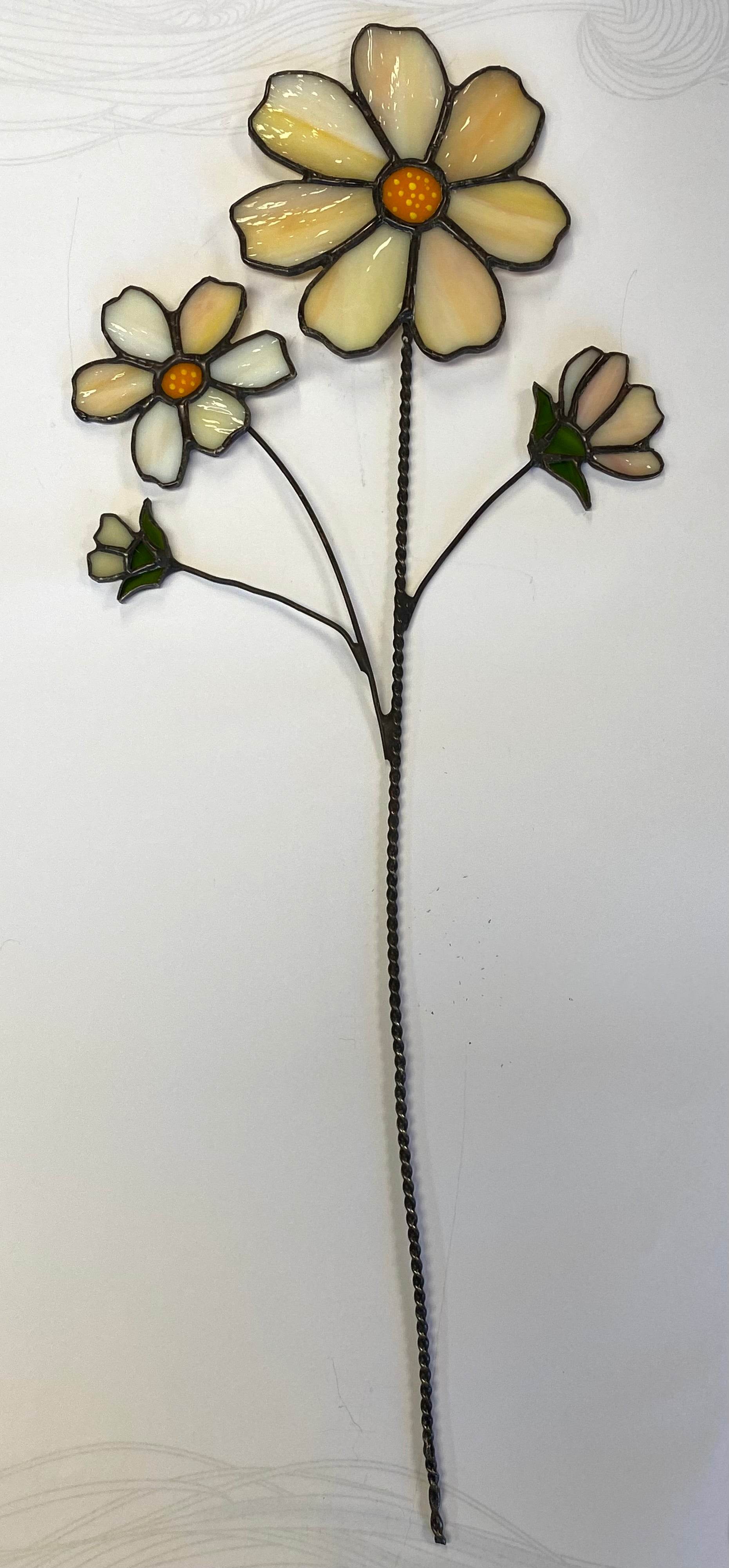 Stained Glass Apricot Pink Bunch of Flowers