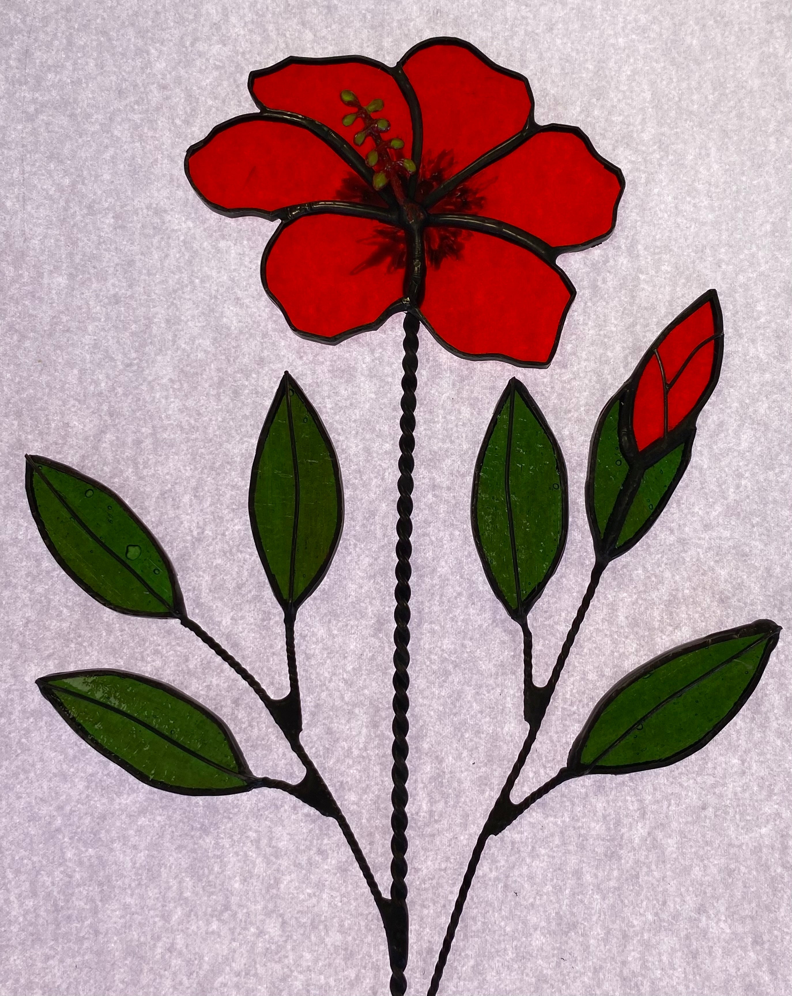 Stained Glass Hibiscus & Bud