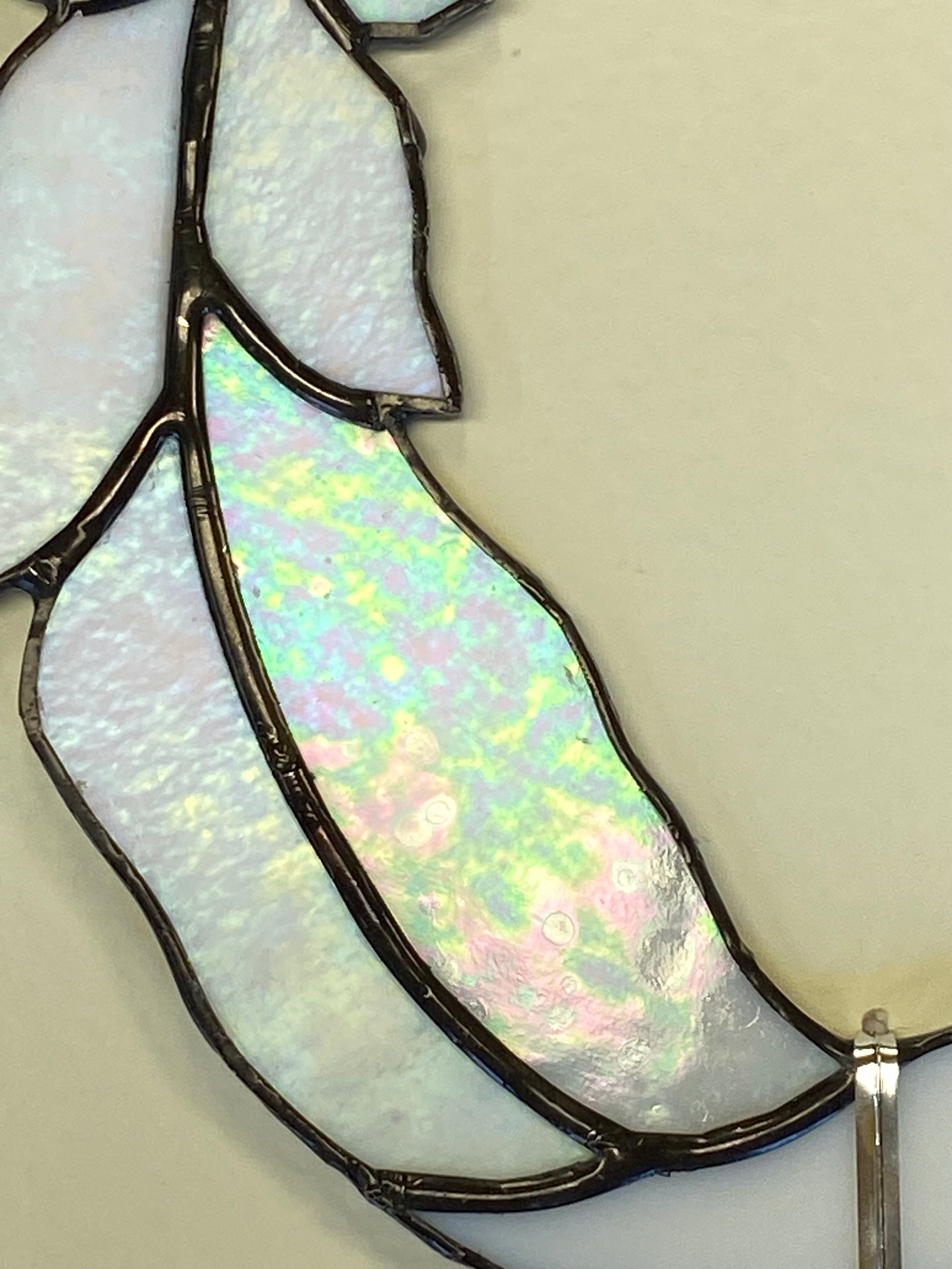 Stained Glass Feather- White Iridescent