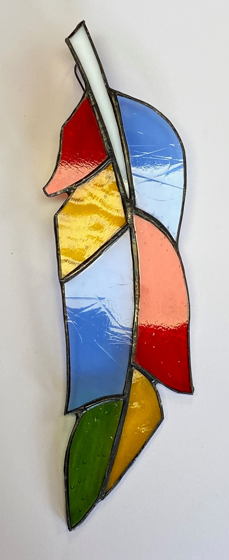 Stained Glass Feather- Bright Rainbow