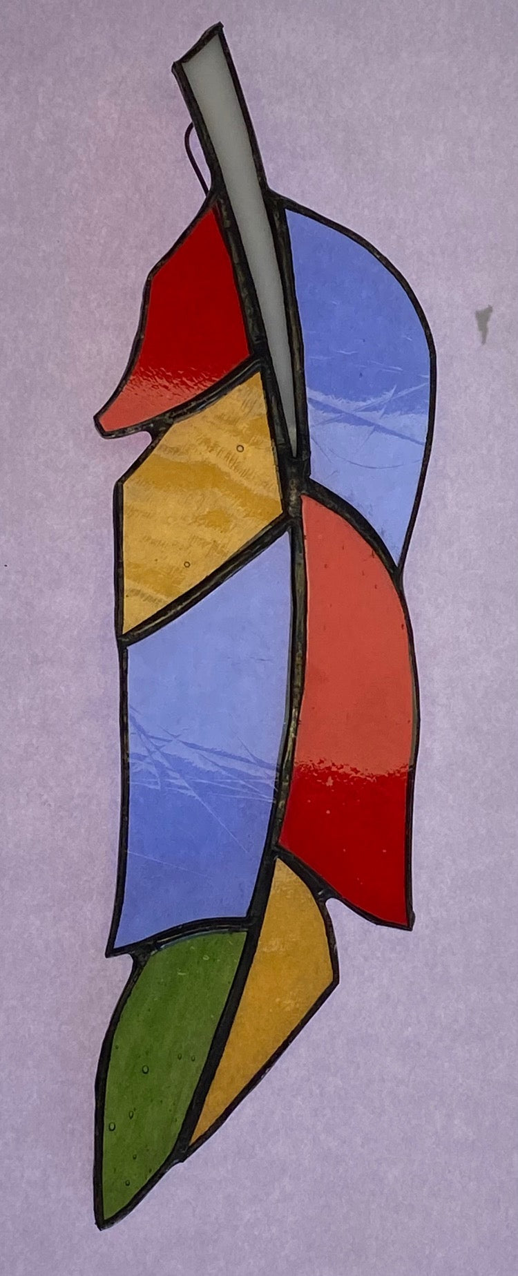 Stained Glass Feather- Bright Rainbow