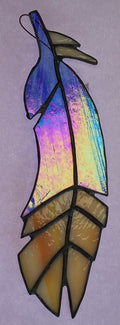 Stained Glass Feather- Blue & White