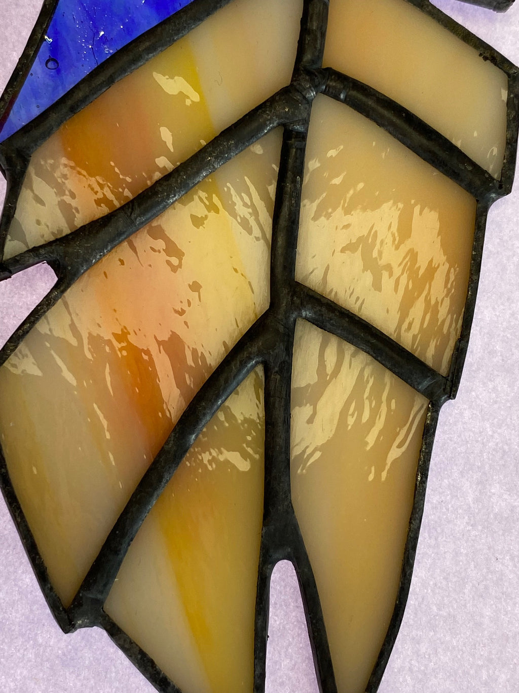 Stained Glass Feather- Blue & White