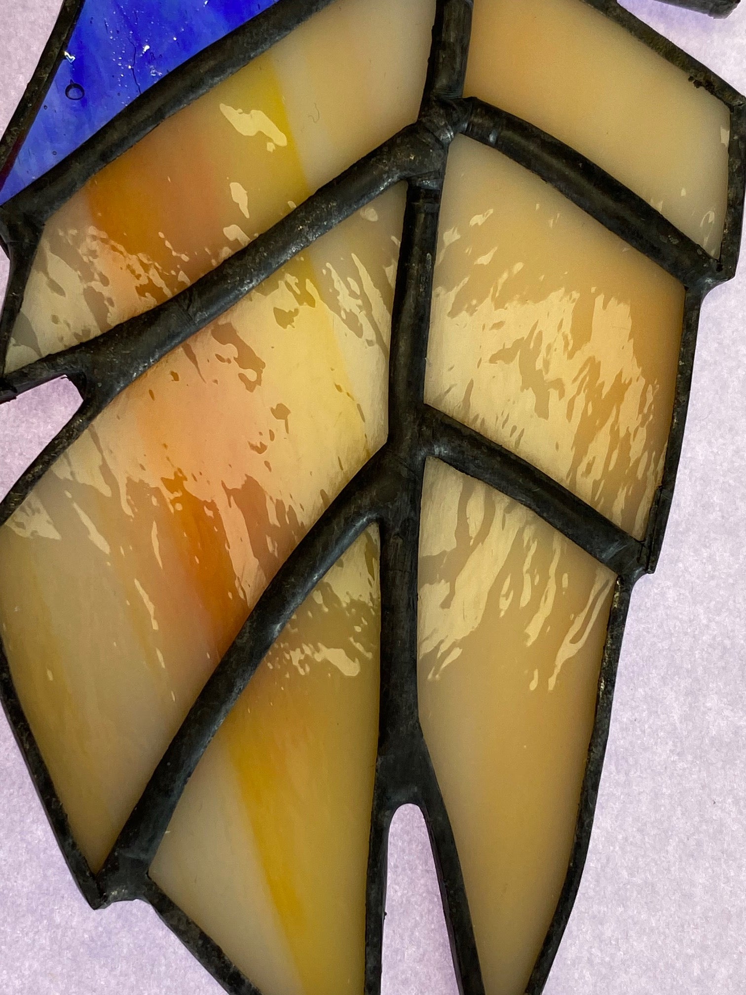 Stained Glass Feather- Blue & White
