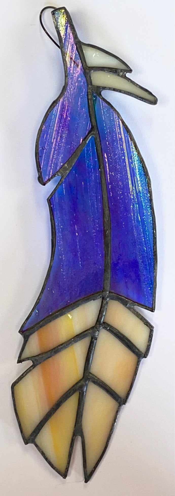 Stained Glass Feather- Blue & White