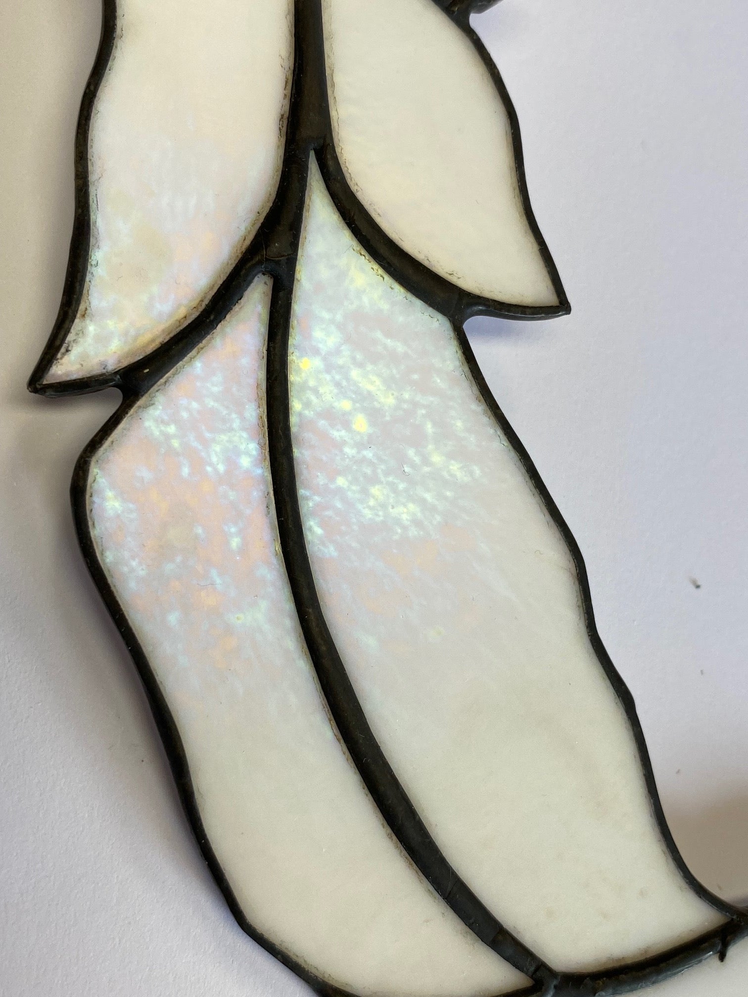 Stained Glass Feather- White Iridescent