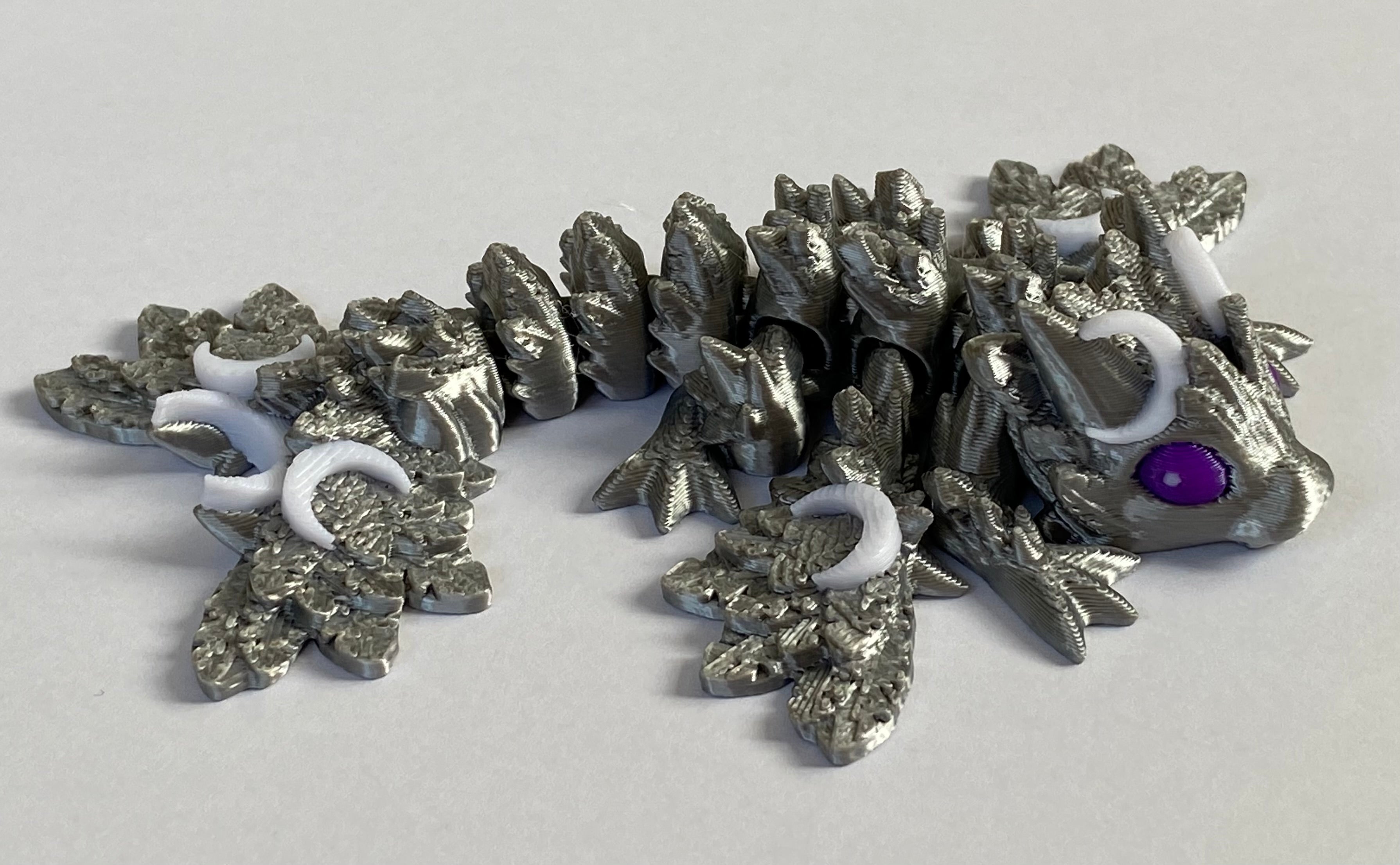 Small 3D Printed Lunar Dragon- Silver
