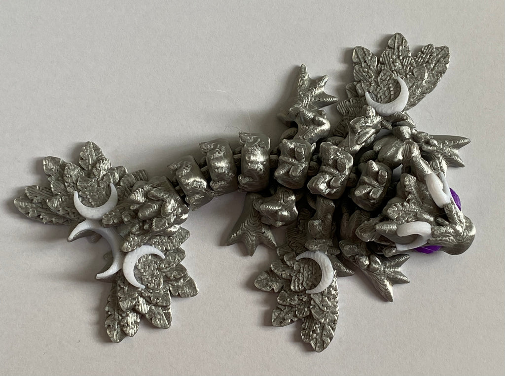 Small 3D Printed Lunar Dragon- Silver