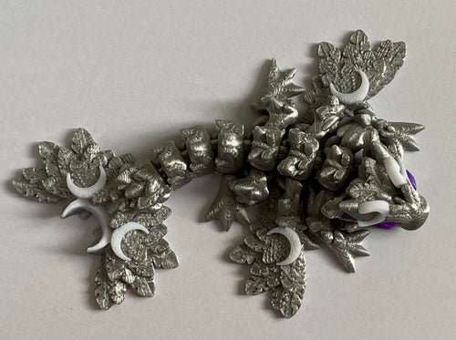 Small 3D Printed Lunar Dragon- Silver