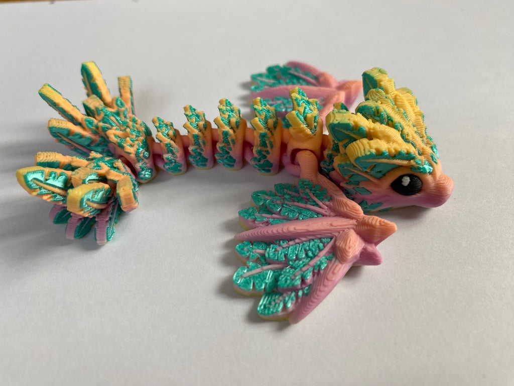 Small 3D Printed Flying Serpent Dragon- Pink Blue