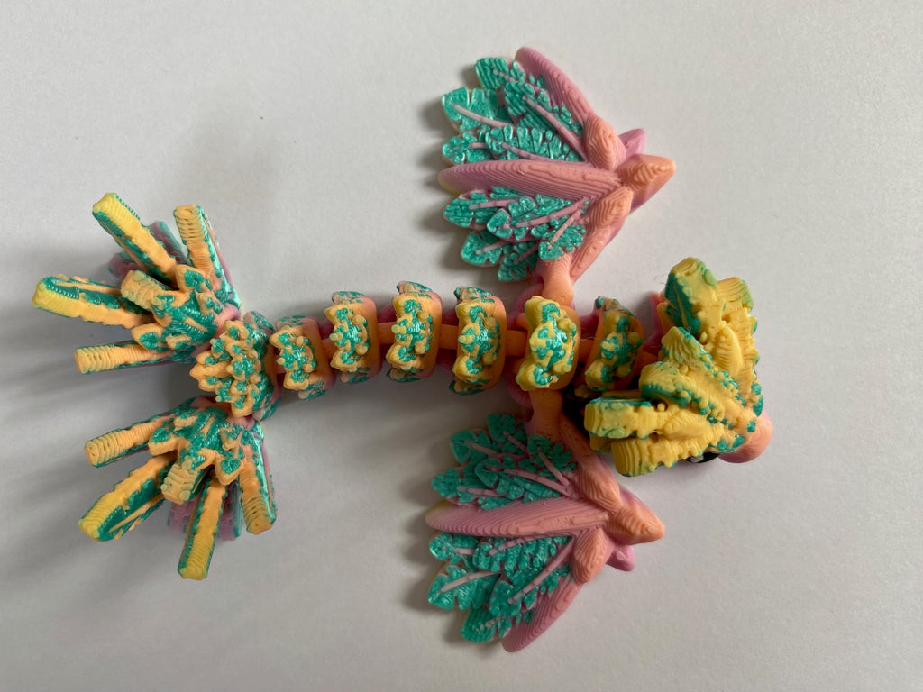 Small 3D Printed Flying Serpent Dragon- Pink Blue