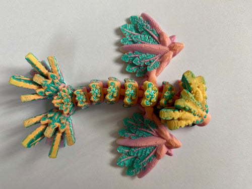 Small 3D Printed Flying Serpent Dragon- Pink Blue