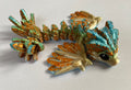 Small 3D Printed Flying Serpent Dragon- Gold Blue