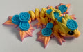Small 3D Printed Rose Dragon- Pink Blue