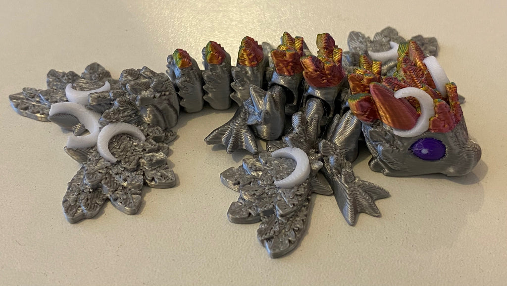 Small 3D Printed Lunar Dragon- Silver & Pink Gold