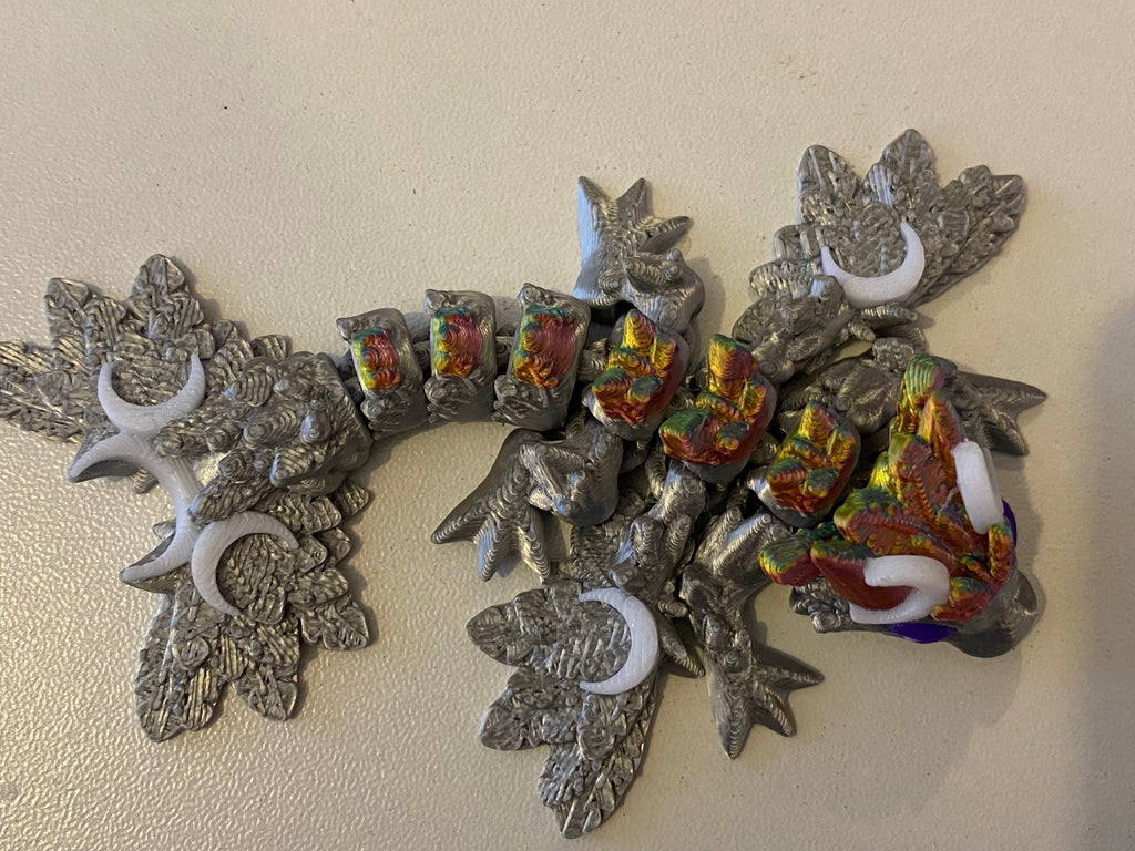 Small 3D Printed Lunar Dragon- Silver & Pink Gold