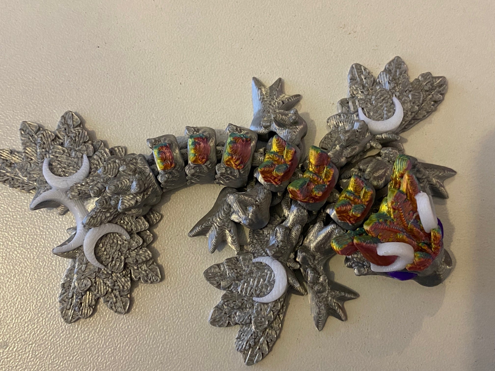 Small 3D Printed Lunar Dragon- Silver & Pink Gold