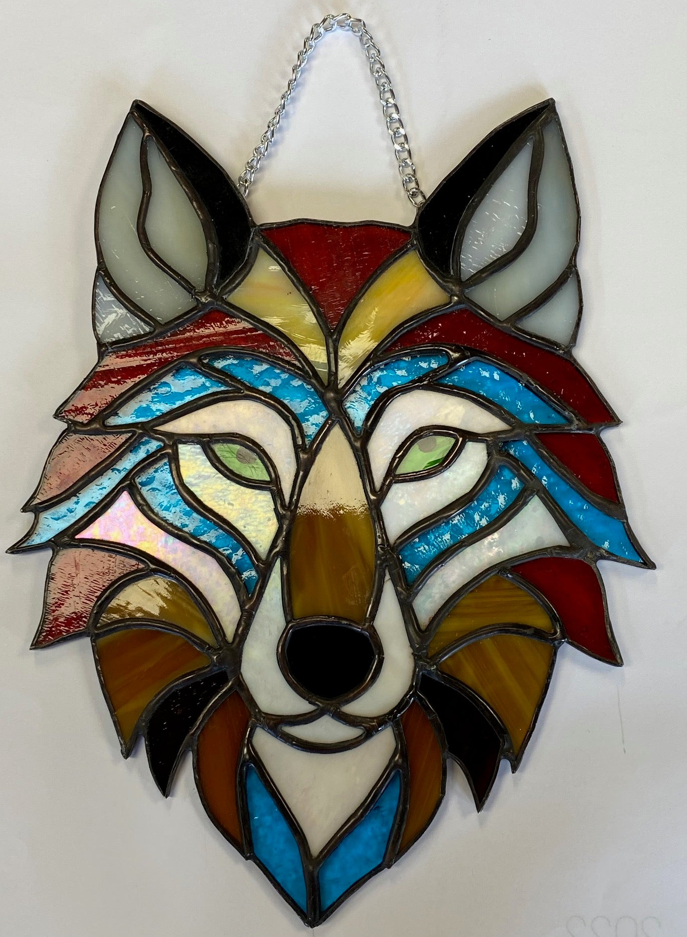 Stained Glass Wolf Head