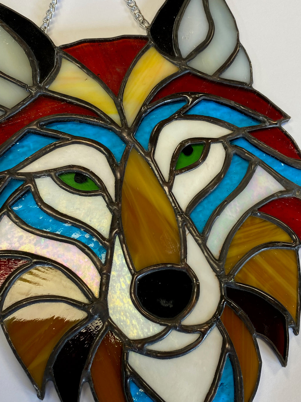 Stained Glass Wolf Head