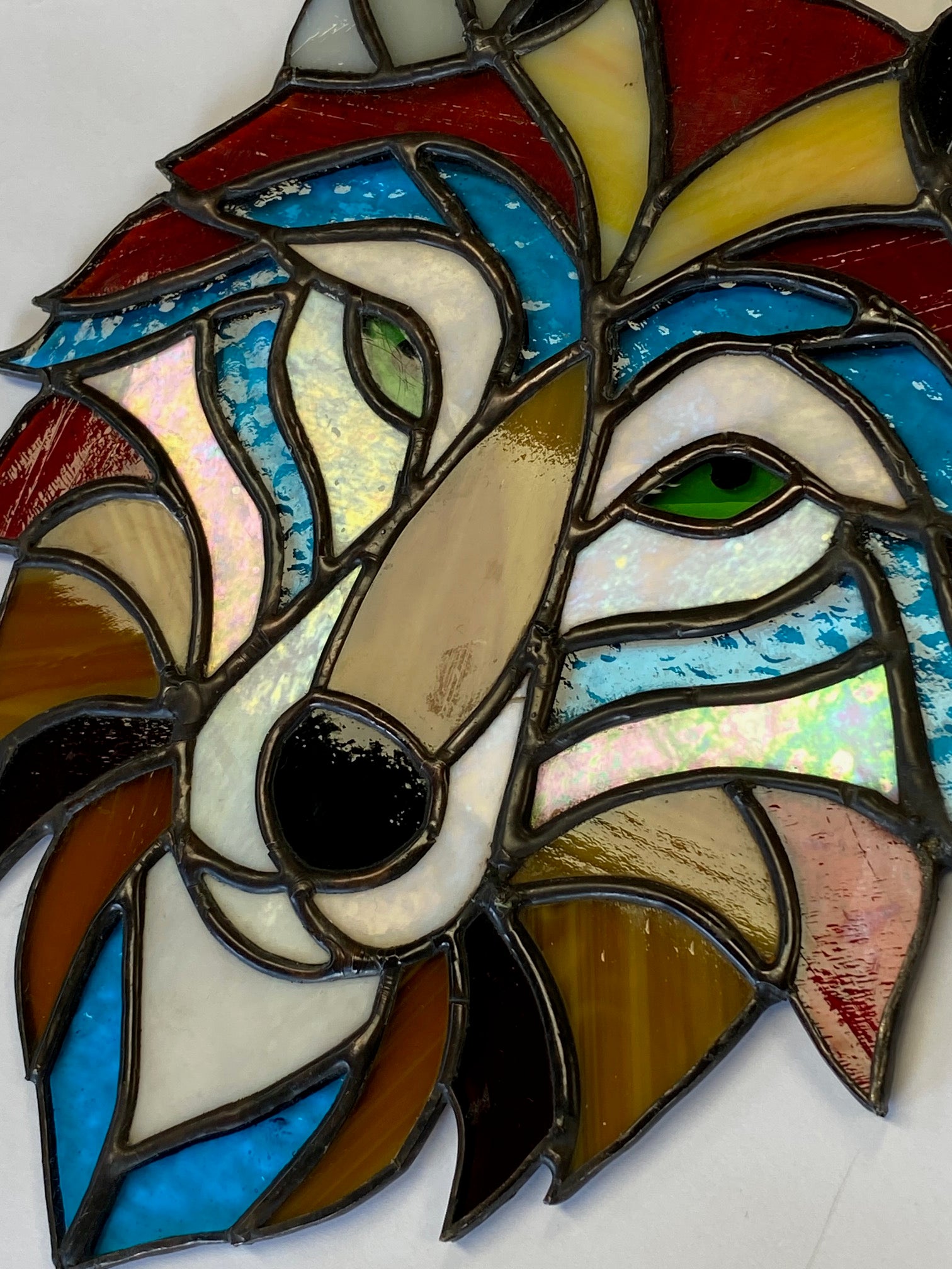 Stained Glass Wolf Head