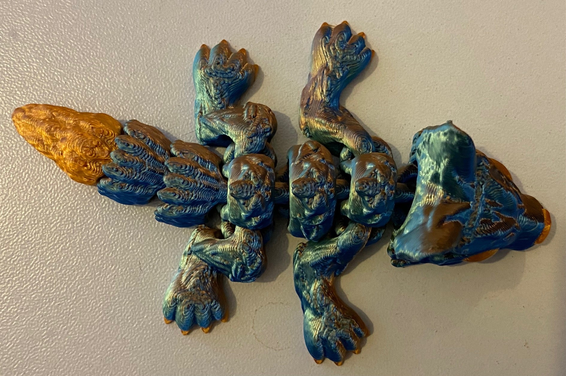 Tiny 3D Printed Wolf- Blue Orange
