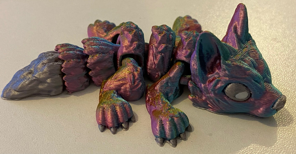 Tiny 3D Printed Wolf- Gold Purple
