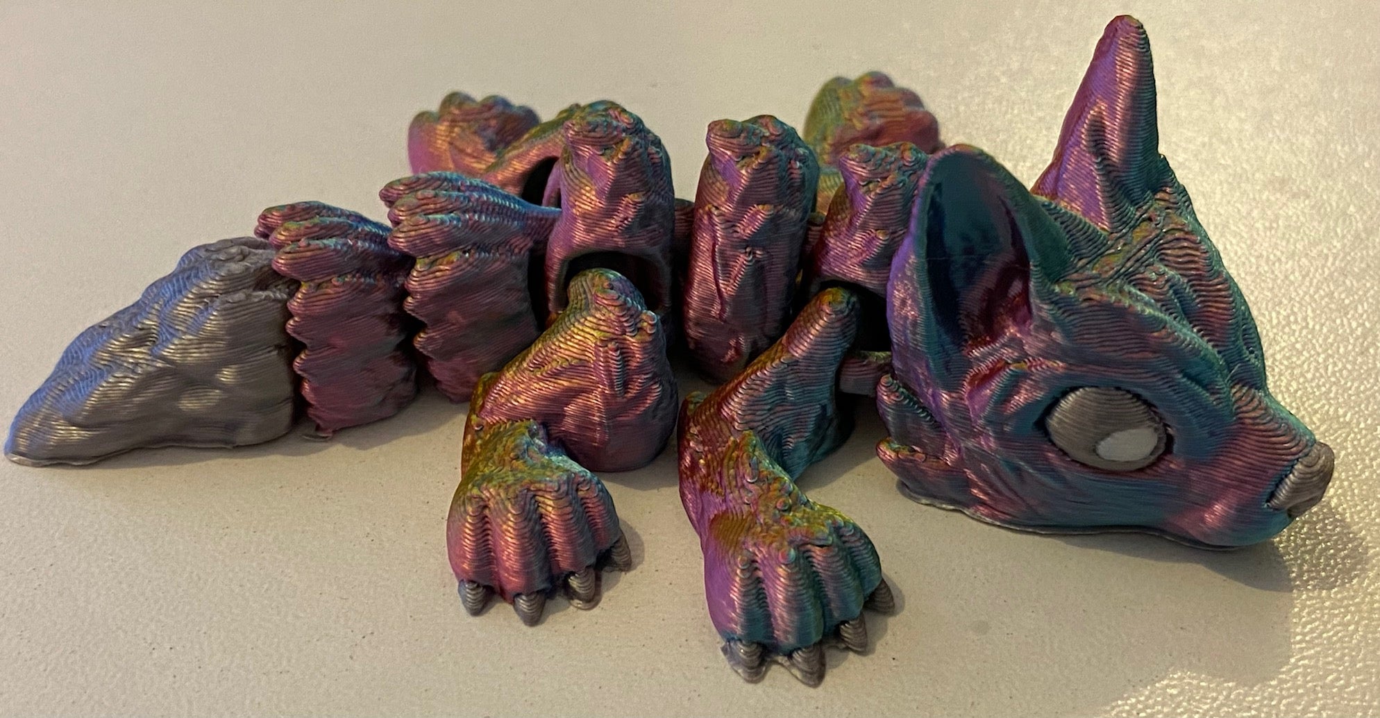Tiny 3D Printed Wolf- Gold Purple