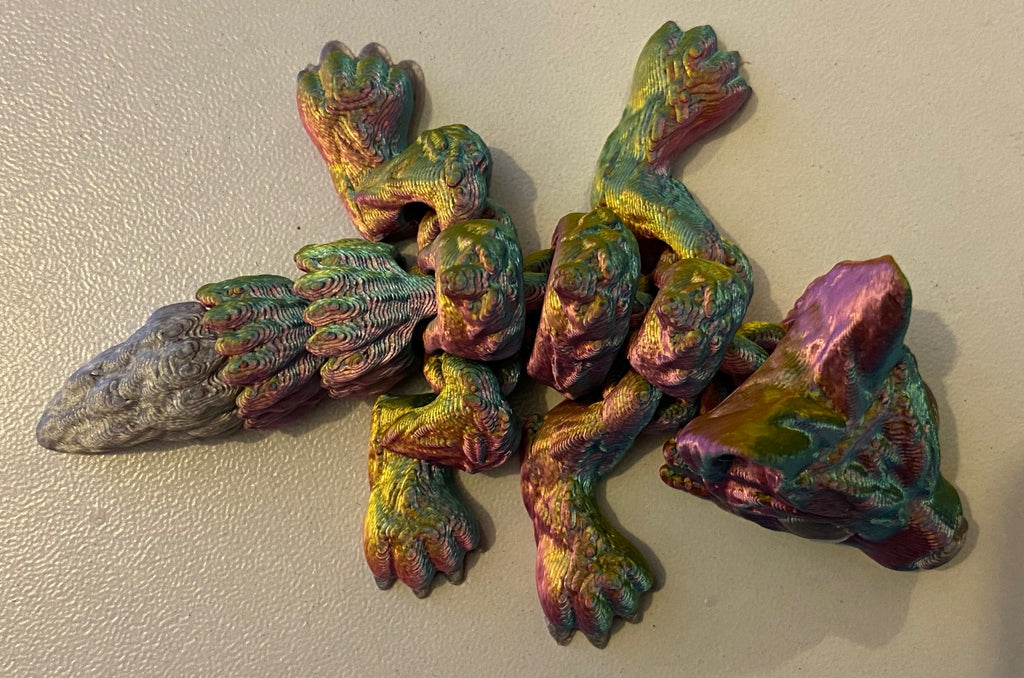 Tiny 3D Printed Wolf- Gold Purple