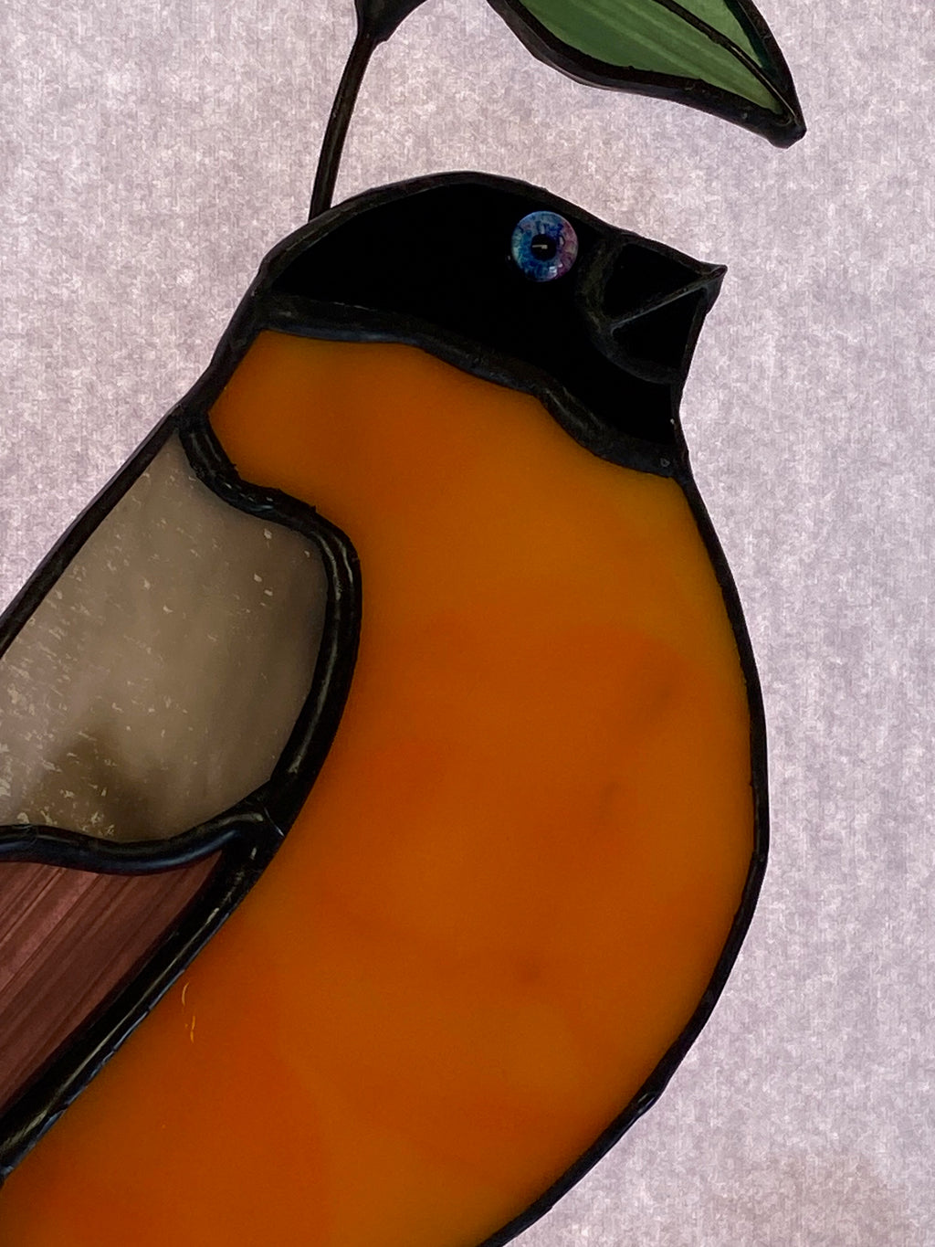 Stained Glass Bullfinch- Red Berries