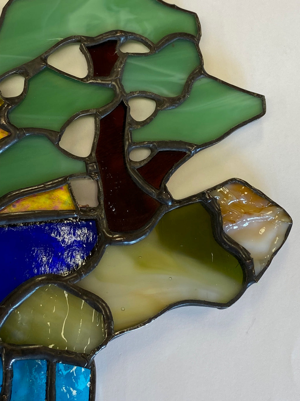 Stained Glass Sun and Water Scene