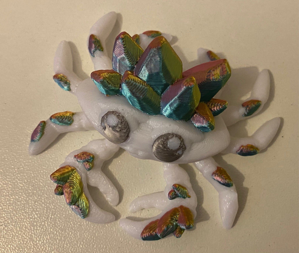 Tiny 3D Printed Crab- White & Blue Pink
