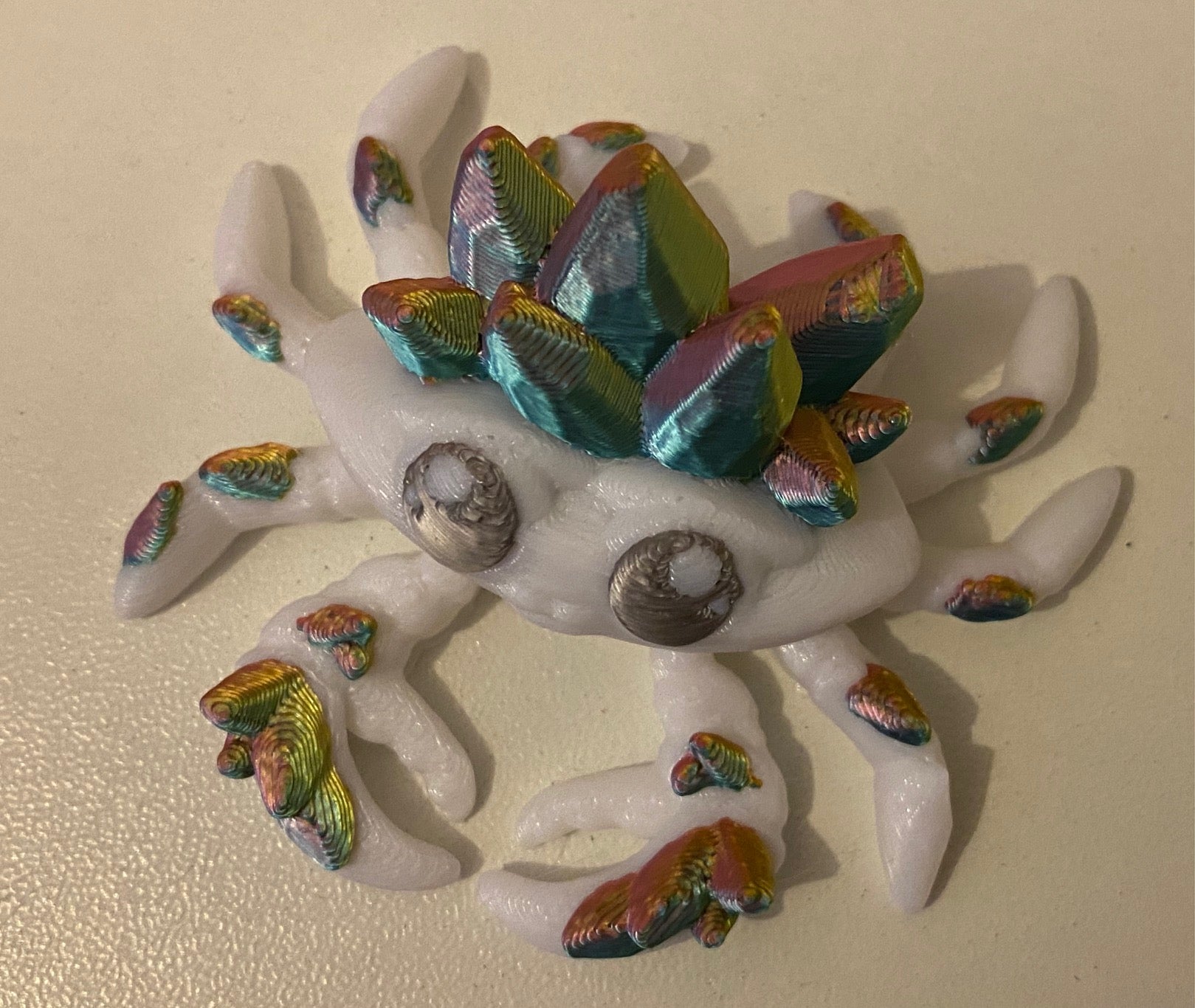 Tiny 3D Printed Crab- White & Blue Pink