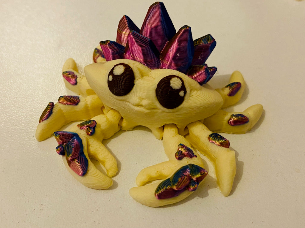 Tiny 3D Printed Crab- Cream & Purple Gold