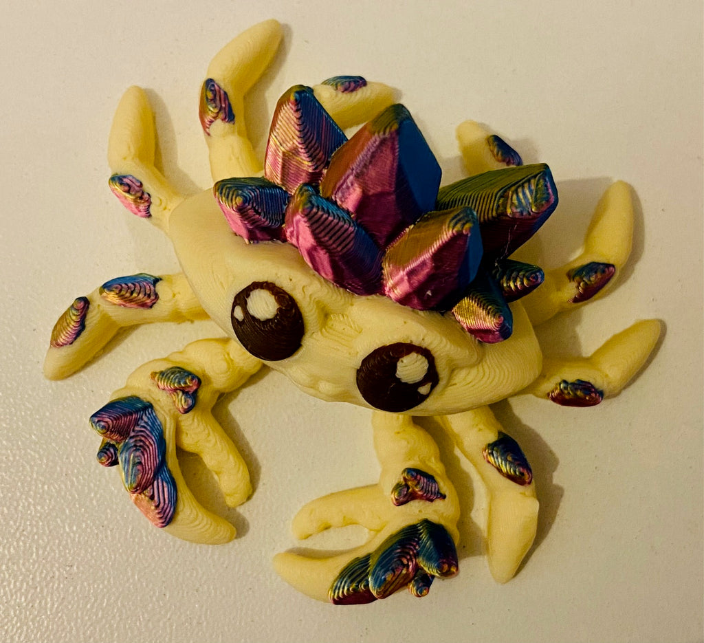 Tiny 3D Printed Crab- Cream & Purple Gold