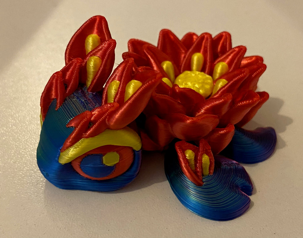Tiny 3D Printed Lotus Turtle- Blue Red