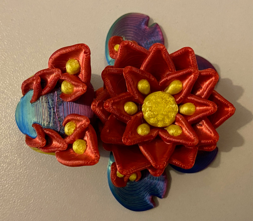 Tiny 3D Printed Lotus Turtle- Blue Red
