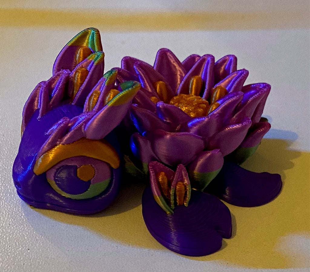 Tiny 3D Printed Lotus Turtle- Purple